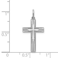 Sterling Silver Rhodium-plated Laser Cut Cross Pendant view 3