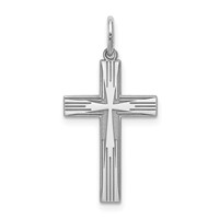 Sterling Silver Rhodium-plated Laser Cut Cross Pendant view 1