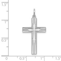Sterling Silver Rhodium-plated Laser Cut Cross Pendant view 3