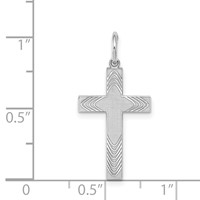 Sterling Silver Rhodium-plated Laser Cut Cross Pendant view 3
