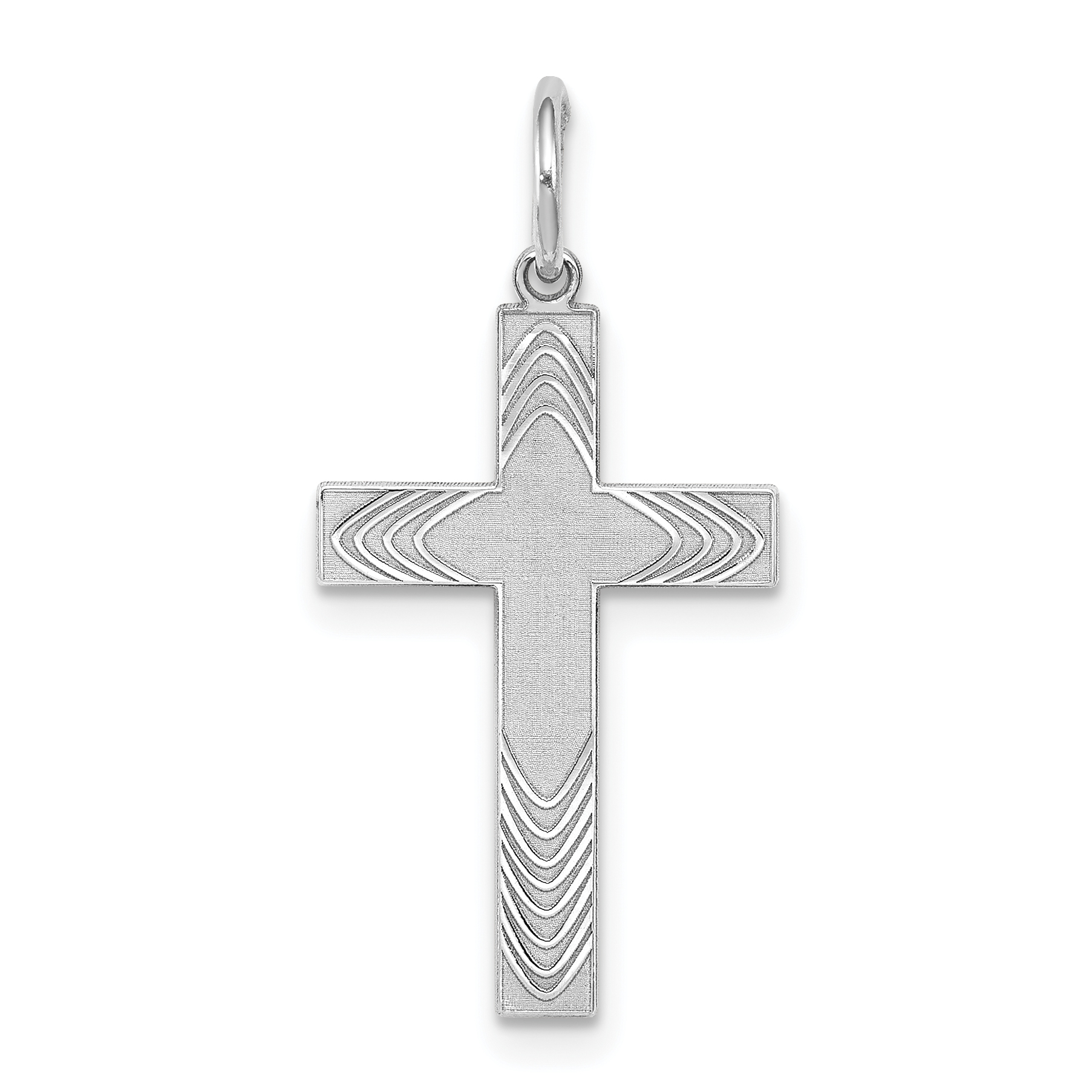 Sterling Silver Rhodium-plated Laser Designed Cross Pendant (QXR213)