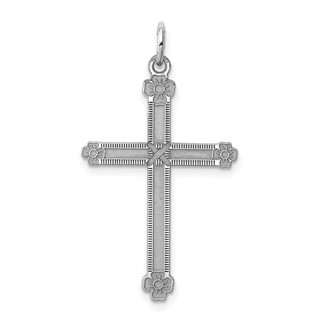 Sterling Silver Rh-plt Laser Cut CroSterling Silver Rh-plt Charm