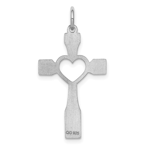 Sterling Silver Rhodium-plated Laser Cut Cross Pendant