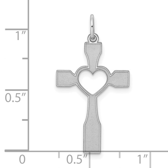 Sterling Silver Rhodium-plated Laser Cut Cross Pendant