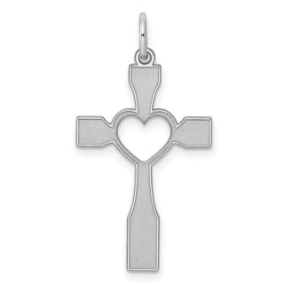 Sterling Silver Rhodium-plated Laser Cut Cross Pendant