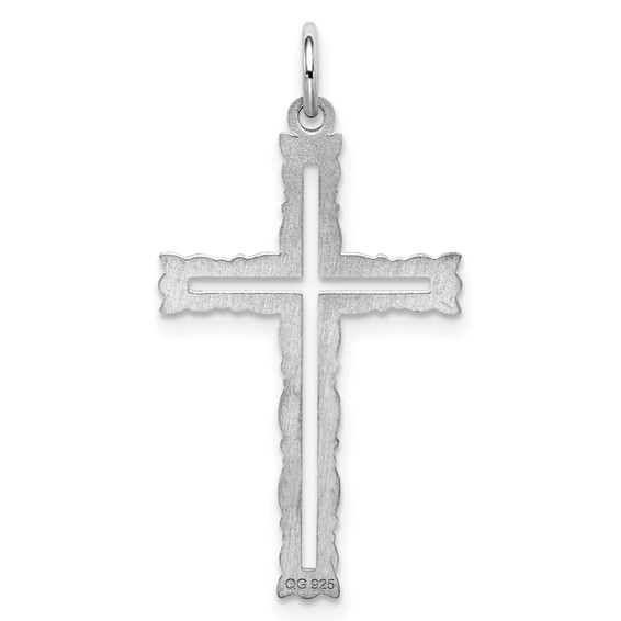 Sterling Silver Rhodium-plated Laser Cut Cross Pendant