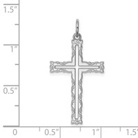 Sterling Silver Rhodium-plated Laser Cut Cross Pendant view 3