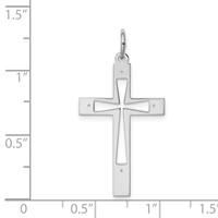Sterling Silver Rhodium-plated Laser Cut Cross Pendant view 3