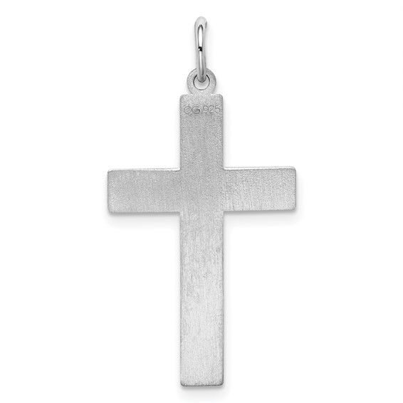 Sterling Silver Rhodium-plated Laser Cut Cross Pendant