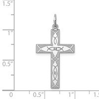 Sterling Silver Rhodium-plated Laser Cut Cross Pendant view 3