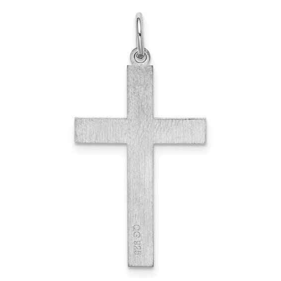 Sterling Silver Rhodium-plated Laser Cut Cross Pendant