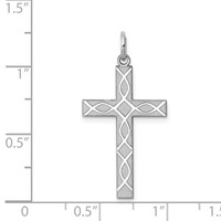 Sterling Silver Rhodium-plated Laser Cut Cross Pendant view 3