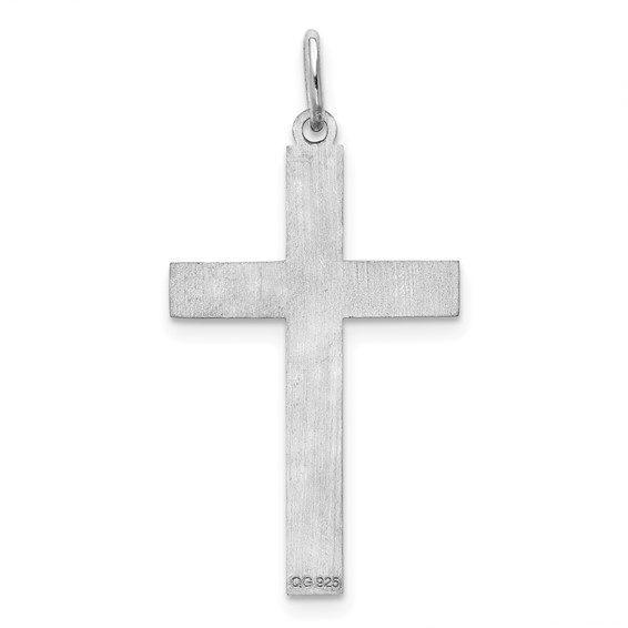 Sterling Silver Rhodium-plated Laser Cut Cross Pendant