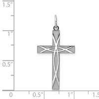 Sterling Silver Rhodium-plated Laser Cut Cross Pendant view 3
