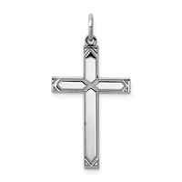 Sterling Silver Rhodium-plated Laser Cut Cross Pendant view 1