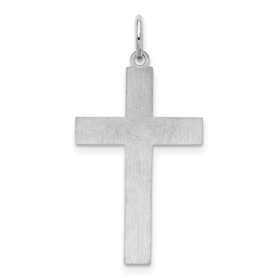Sterling Silver Rhodium-plated Laser Cut Cross Pendant