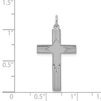 Sterling Silver Rhodium-plated Laser Cut Cross Pendant view 3