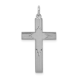 Sterling Silver Rhodium-plated Laser Cut Cross Pendant