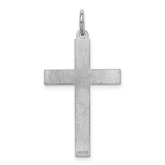Sterling Silver Rhodium-plated Laser Cut Cross Pendant