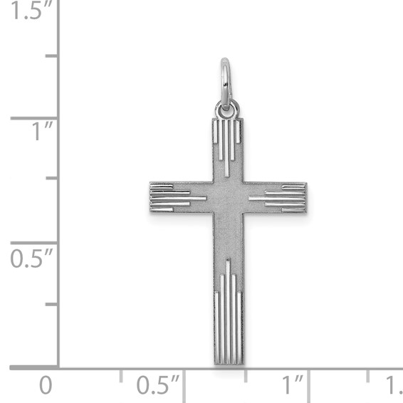 Sterling Silver Rhodium-plated Laser Cut Cross Pendant