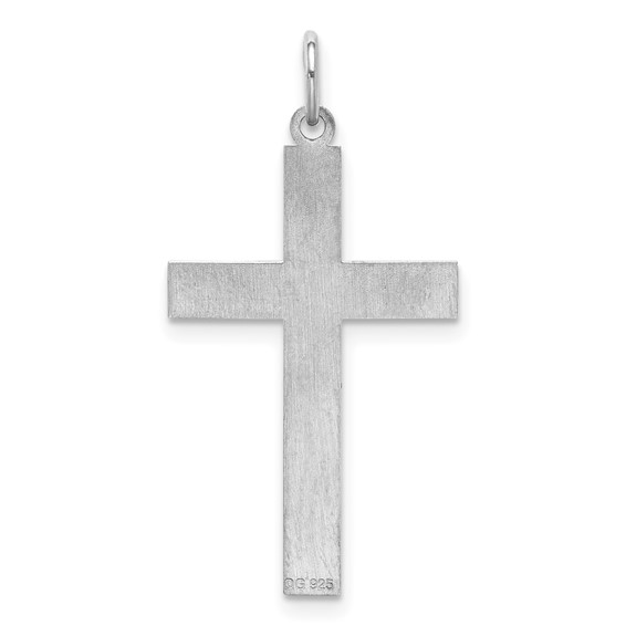 Sterling Silver Rhodium-plated Laser Cut Cross Pendant