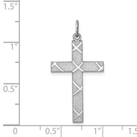 Sterling Silver Rhodium-plated Laser Cut Cross Pendant view 3