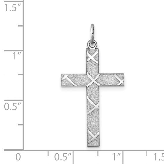 Sterling Silver Rhodium-plated Laser Cut Cross Pendant