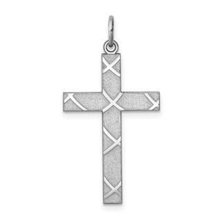 Sterling Silver Rhodium-plated Laser Cut Cross Pendant