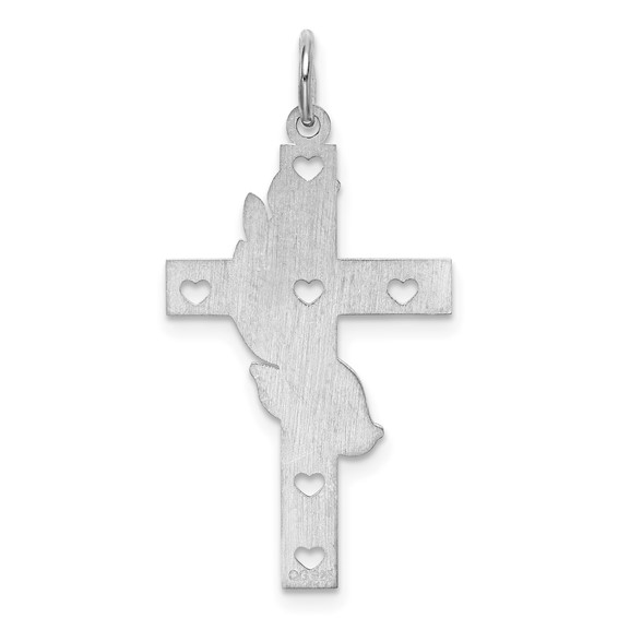 Sterling Silver Rhodium-plated Laser Cut Cross Pendant