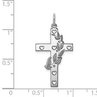 Sterling Silver Rhodium-plated Laser Cut Cross Pendant view 3