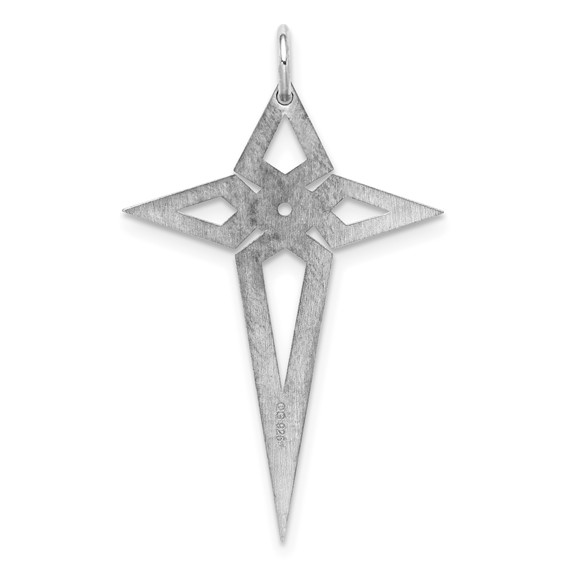 Sterling Silver Rhodium-plated Laser Cut Cross Pendant