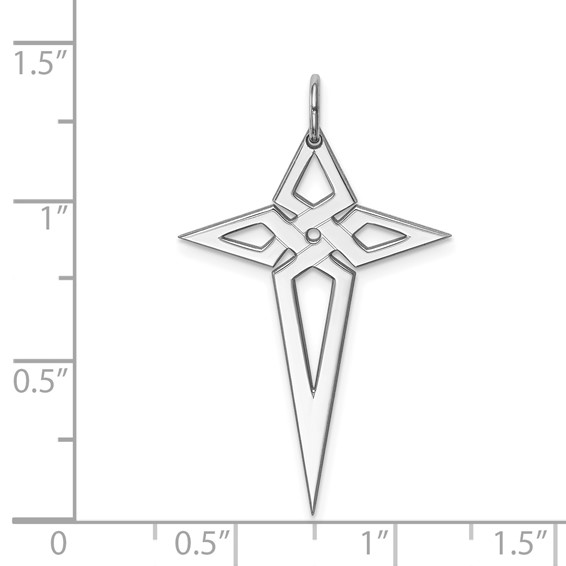 Sterling Silver Rhodium-plated Laser Cut Cross Pendant