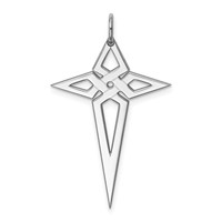Sterling Silver Rhodium-plated Laser Cut Cross Pendant view 1
