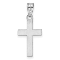 Sterling Silver Rhodium-plated Pink Enameled Heart Cross Charm view 4