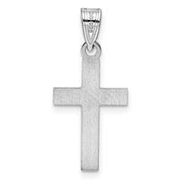 Sterling Silver Rhodium-plated Blue Enameled Cross Hatch Cross Charm view 4