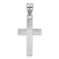Sterling Silver Rhodium-plated Black Enameled Cross Hatch Cross Charm view 3