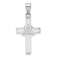 Sterling Silver Rhodium-plated Black Enameled Trilogy Cross Charm view 4