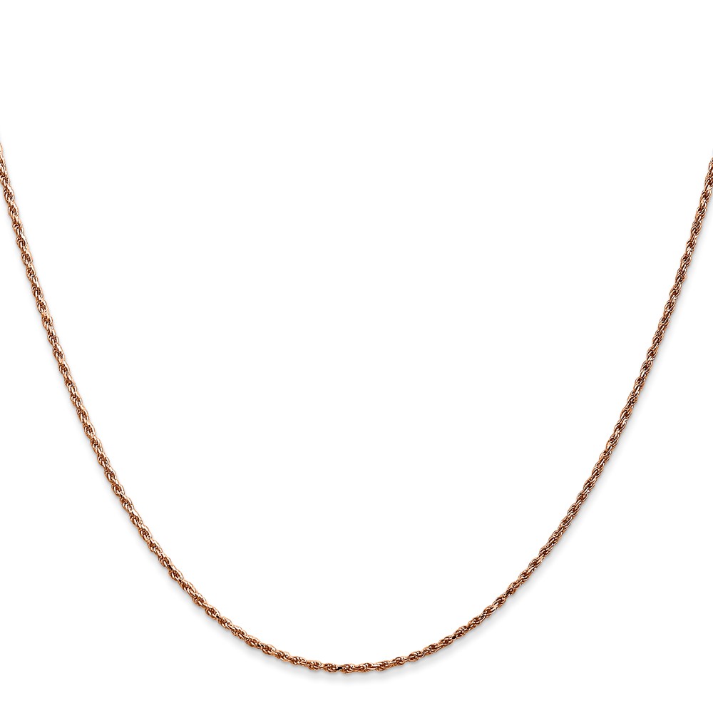 14K Rose Gold 18 inch 1mm Diamond-cut Man Made Rope with Lobster Clasp Chain (R010-18)
