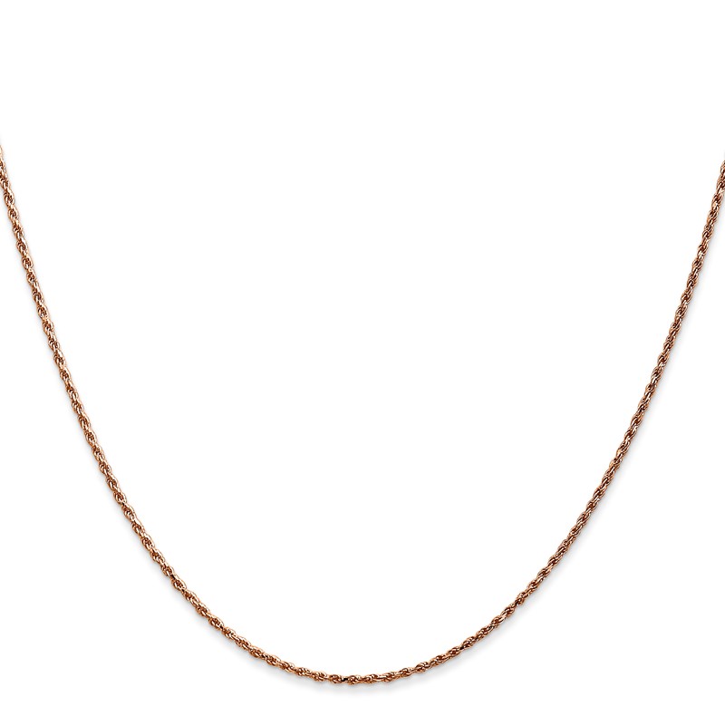 14K Rose Gold 24 inch 1mm Diamond-cut Man Made Rope with Lobster Clasp Chain