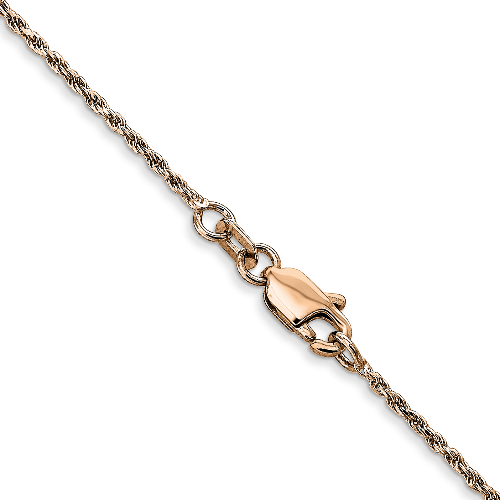 14K Rose Gold 7 inch 1mm Diamond-cut Man Made Rope with Lobster Clasp Chain R010 detailed image 3