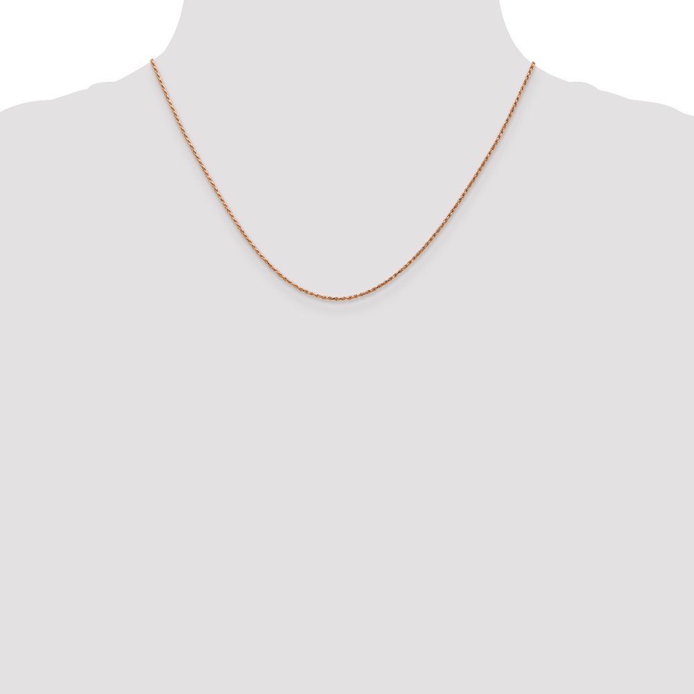 14K Rose Gold 18 inch 1mm Diamond-cut Man Made Rope with Lobster Clasp Chain (R010-18)