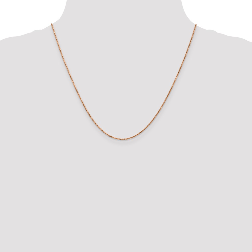 14K Rose Gold 20 inch 1mm Diamond-cut Man Made Rope with Lobster Clasp Chain (R010-20)