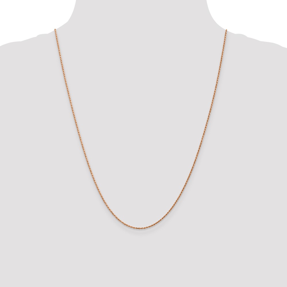 14K Rose Gold 24 inch 1mm Diamond-cut Man Made Rope with Lobster Clasp Chain (R010-24)
