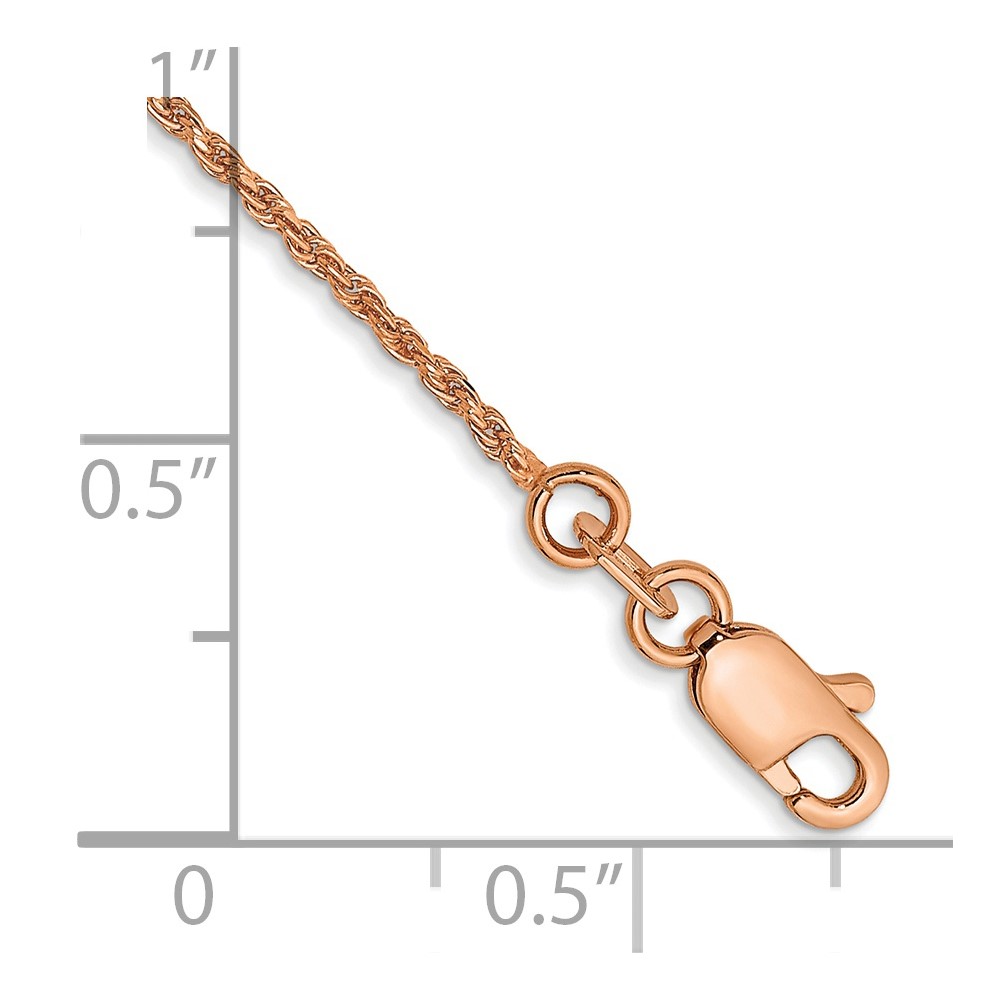 14K Rose Gold 7 inch 1mm Diamond-cut Man Made Rope with Lobster Clasp Chain (R010-7)