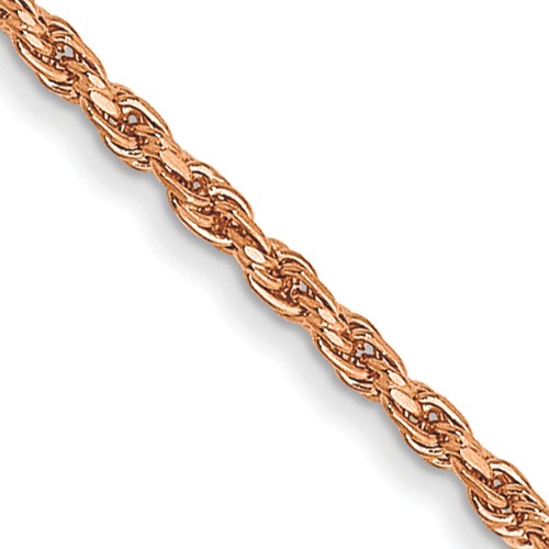 14K Rose Gold 20 inch 1mm Diamond-cut Man Made Rope with Lobster Clasp Chain