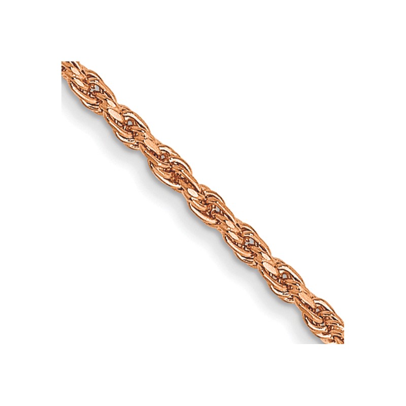 14K Rose Gold 24 inch 1mm Diamond-cut Man Made Rope with Lobster Clasp Chain