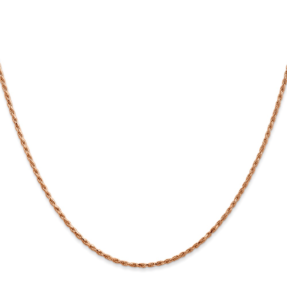 14K Rose Gold 18 inch 1.5mm Diamond-cut Man Made Rope with Lobster Clasp Chain (R012-18)