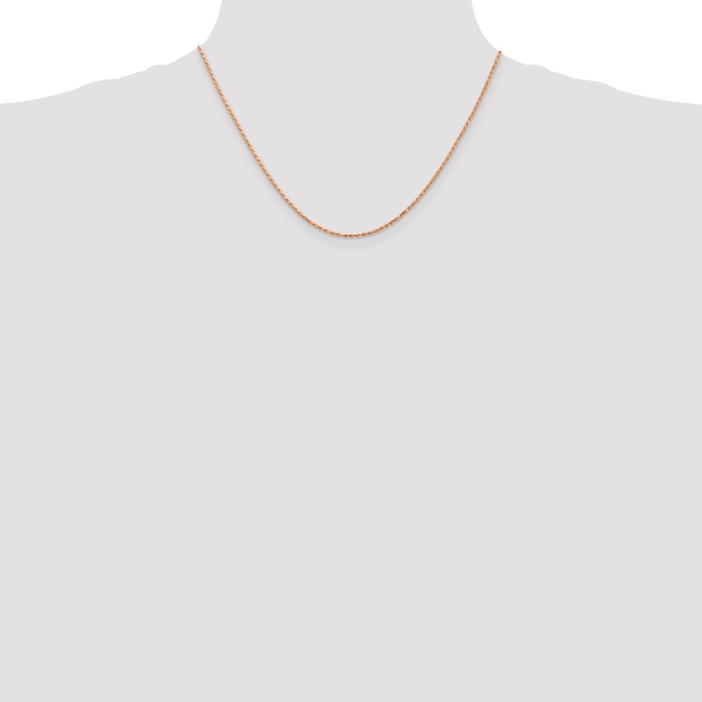 14K Rose Gold 18 inch 1.5mm Diamond-cut Man Made Rope with Lobster Clasp Chain (R012-18)