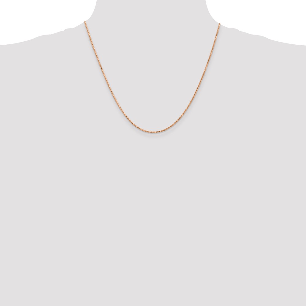 14K Rose Gold 20 inch 1.5mm Diamond-cut Man Made Rope with Lobster Clasp Chain (R012-20)