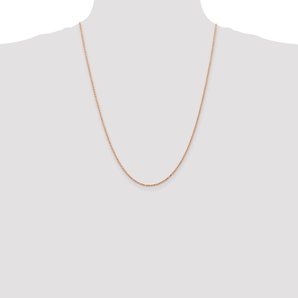 14K Rose Gold 24 inch 1.5mm Diamond-cut Man Made Rope with Lobster Clasp Chain (R012-24)